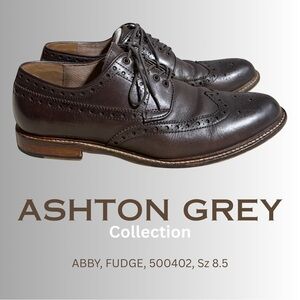 Ashton Grey Abby Fudge Brown Leather Oxfords - Sz 8.5